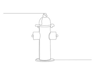 Continuous line drawing of hydrant. One line of hydrant for firefighting. Firefighting concept continuous line art. Editable outline