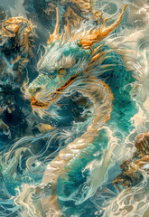Azure dragon - obrazy, fototapety, plakaty