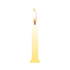 Vector illustration of burning candle on transparent background