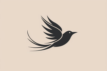 A minimalist logo of a soaring bird with sleek lines and graceful curves.