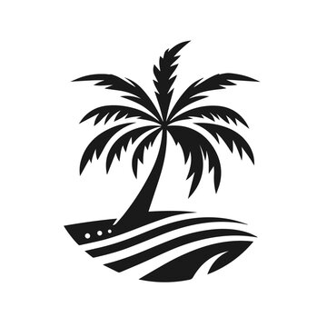 Black palm trees set isolated on white background. Palm silhouettes. Design of palm trees for posters, banners and promotional items.