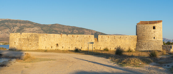 Outer walls of Venetian Triangular Castle,kalaja trembling venetian, Butrint, Albania.
