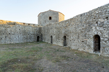 Fototapeta na wymiar Interior of Venetian Triangular Castle,kalaja trembling venetian, Butrint-Albania.