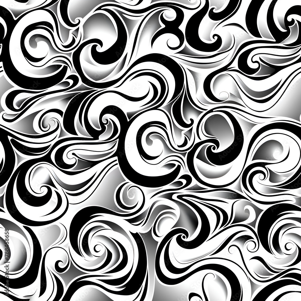 Aufkleber a black and white design of waves with a black and white background. the design is abstract and has 