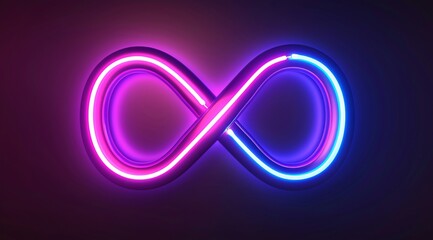 Abstract neon infinity sign glowing in the dark vector