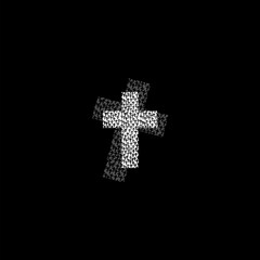 Christian cross icon isolated on dark background