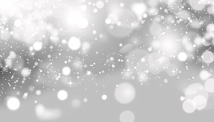 Abstract white bokeh lights effect on a gray background