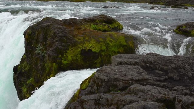 godafoss one of the most spectacular waterfall on iceland steadycam slow moti HD 