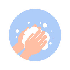 Hands Washing. Soap bubbles and hands - vector illustration.