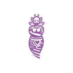 Purple and White Illustration of Human Ornament