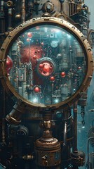 Mesmerizing Steampunk Machinery and Clockwork Devices in a Fantasy Workshop Interior