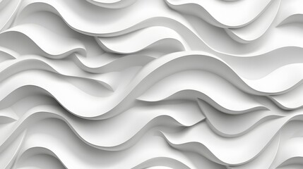 Captivating 3D White Wave Pattern with Dynamic Light Play for Stylish Wall Decor