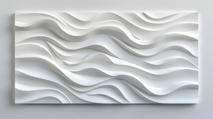 Serene Wall Art: Luxurious White 3D Waves Forming an Elegant Abstract Design