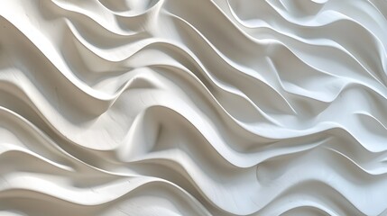 Serene Luxurious White 3D Waves Forming a Captivating Wall Art Design