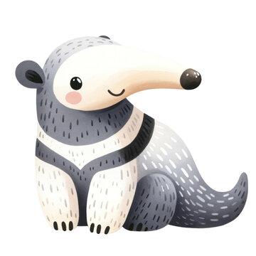 A cartoon illustration of a smiling anteater sitting down