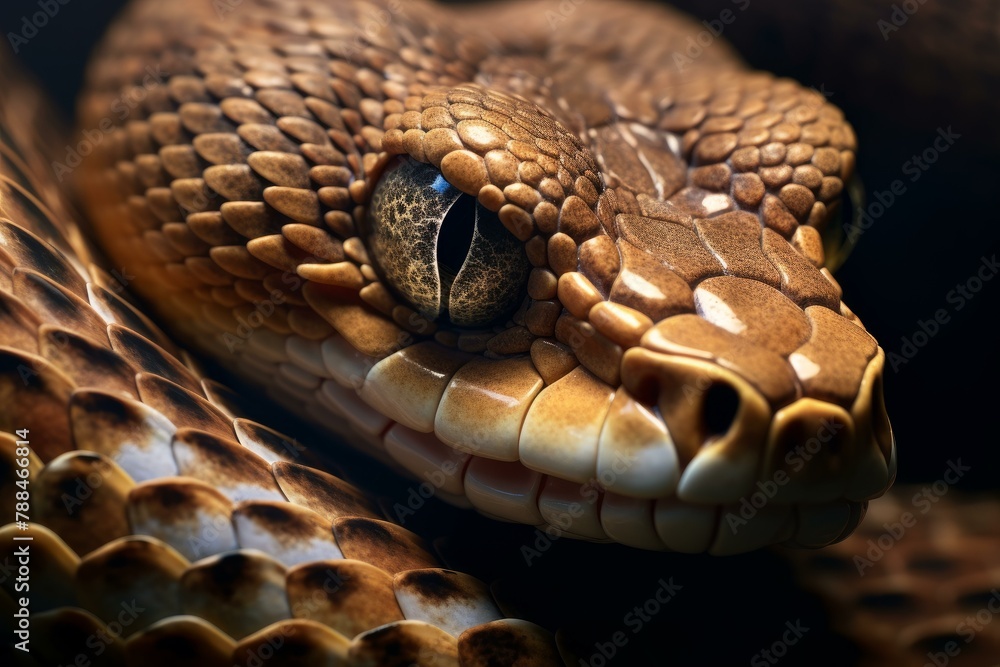Poster fascinating phyton snake macro. pet predator. generate ai