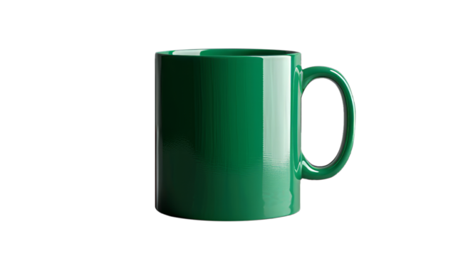 dark green mug Isolated on a transparent background. This image can be used with PNG cutouts or path cutouts. This is to ensure that it blends seamlessly into the design.
