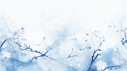 Abstract blue background with stylized bird and branch motifs
