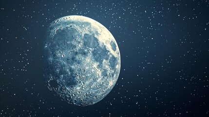 moon astro picture, dark sky and stars, copy and text space, 16:9