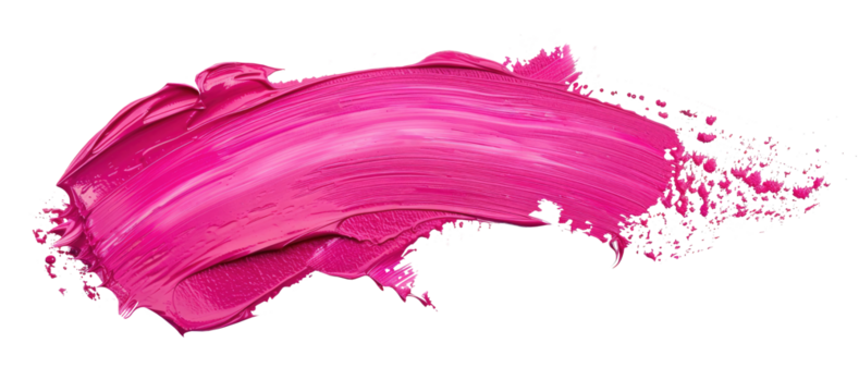 Hand painted stroke of pink paint brush isolated on white transparent background - Powered by Adobe