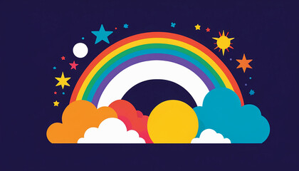 Vector style illustration with rainbow