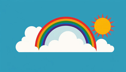 Vector style illustration with rainbow