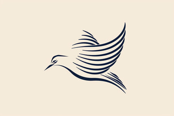 A simple yet captivating logo of an abstract bird in graceful motion, depicted with bold vector lines.