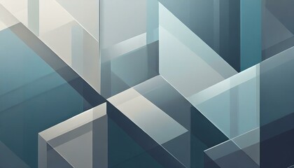 Create a minimalist and soothing abstract background using soft, muted shades of blue and grey in a series of overlapping squares and rectangles - obrazy, fototapety, plakaty