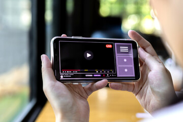 Modern multimedia concept. video content creation online streaming Popular internet video, video...