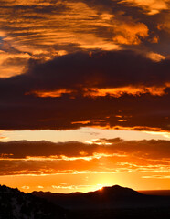 Sunset Orange Clouds Desert Dramatic New Mexico
