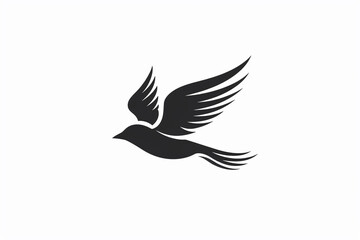 A sleek and modern logo design of a bird soaring against a white solid background.