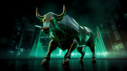 Stock market bull market, stock charts and data graphs