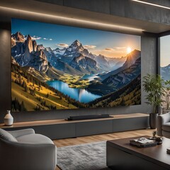 Mega Home Kino TV. Generative AI Technologie - obrazy, fototapety, plakaty