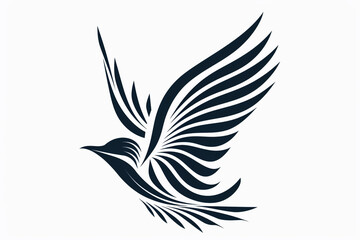 Fototapeta na wymiar A stunningly detailed image of an abstract bird logo, created with bold vector lines, isolated on a clean white background, and captured in high definition.