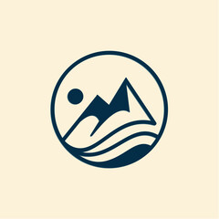 a logo for a mountain and a beach