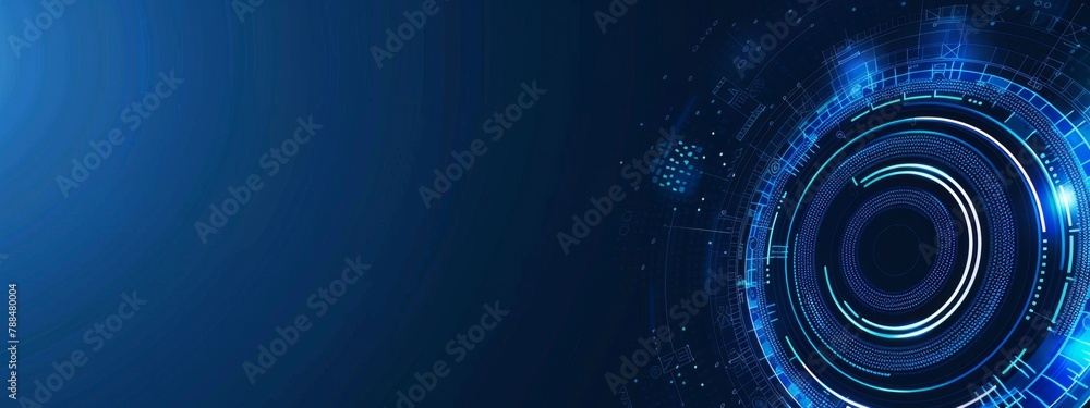 Aufkleber blue digital background vector with glowing ring lines and circular shape for technology or science 
