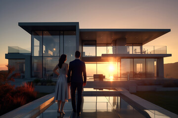 Contemplative Couple at Modern Home - 788480426