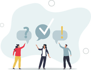 people asking question and answer to solve problem.flat vector illustration.
