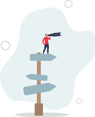 make decision or career path, vision to see future .flat vector illustration.