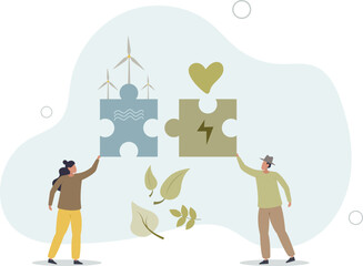 Sustainable solutions and ecological items combination.flat vector illustration.