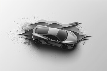 Abstract gray car icon logo featuring a minimalistic, artistic composition