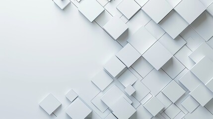 A 3D illustration of white squares and rectangles creating a pattern. - obrazy, fototapety, plakaty