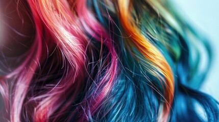 A close-up of a woman's long hair with vibrant color, promoting color-safe shampoo.