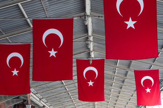 Turkish Flag Photo, Sirkeci Eminonu, Fatih Istanbul, Turkiye (Turkey)