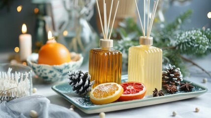 Seasonal scented dish soaps and their sensory impact, aroma, experience, mood - obrazy, fototapety, plakaty