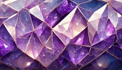Illustrate a sophisticated and elegant abstract geometric background with a crystalline structure resembling an amethyst geode