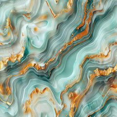 Turquoise marble with gold veins seamless pattern