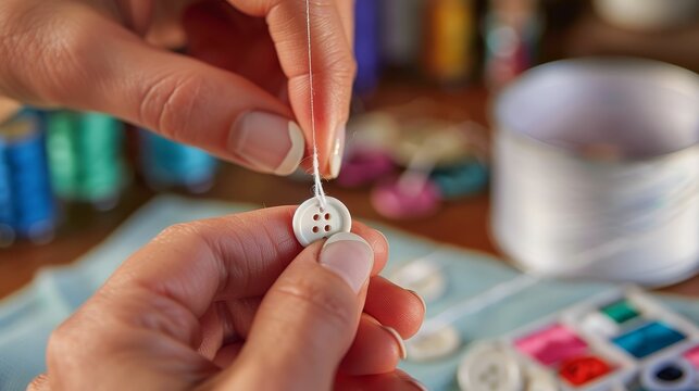 Practical life skills lesson, sewing on a button, essential, lifeready