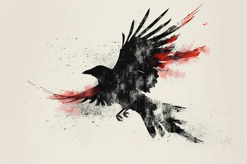 An artistic representation of a bird's flight, composed of simple, bold vector strokes.