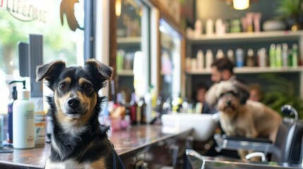Petfriendly barber shop, inclusive, animal lovers, unique